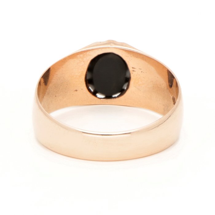 Ring - 14 karat Rosaguld Onyx