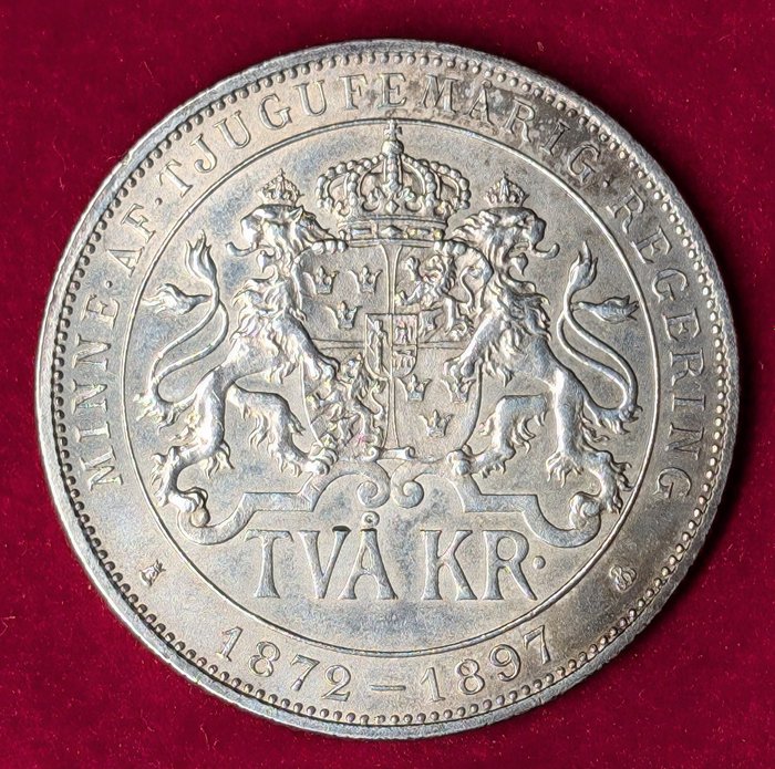 Sverige Oscar II (1872-1907) 2 Kronor 1897  (Ingen mindstepris)