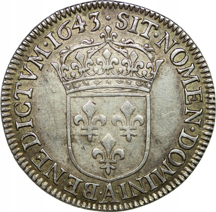 Frankrig. Ludvig 13. (1610-1643). 1/4 Écu 1643-A, Paris