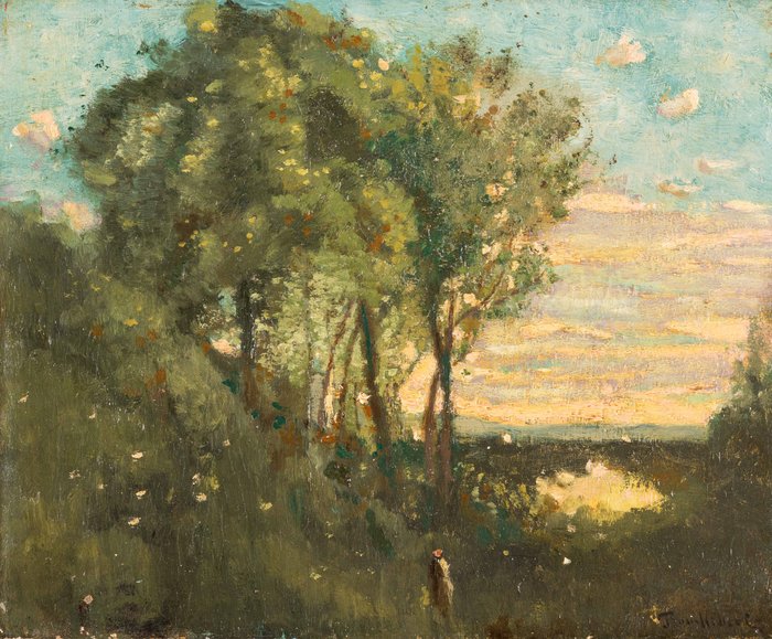 Paul Désiré Trouillebert (1829-1900) - Paysage au coucher de soleil