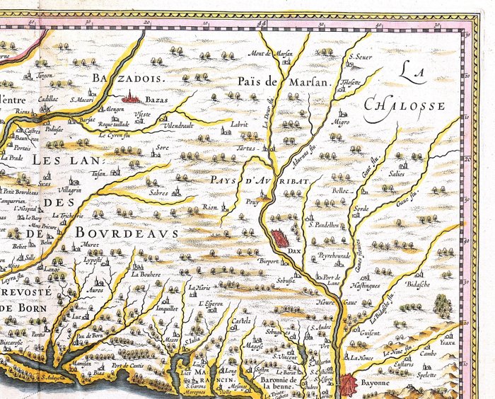 Frankrig - Bordeaux, Gironde; Hondius / Janssonius - Bourdelois Pays de Medoc et la Prevoste de Born - 1638