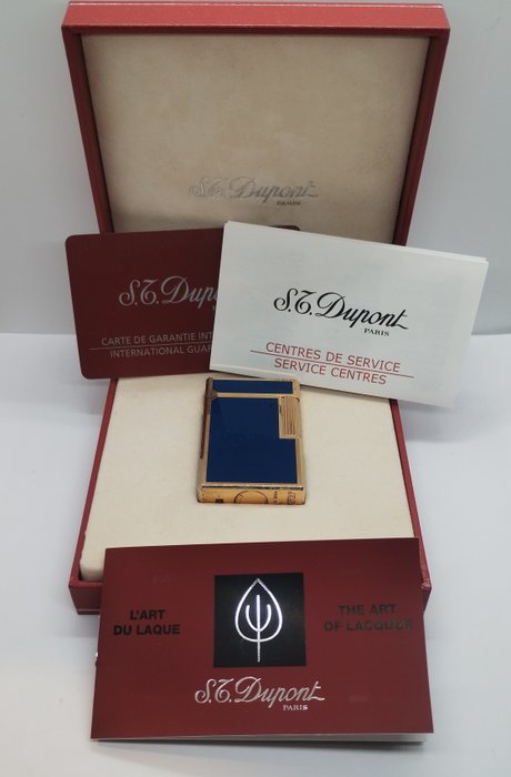 S.T. Dupont - L1 Blue lacquer and gold plated - Lighter - Forgyldt, Lak