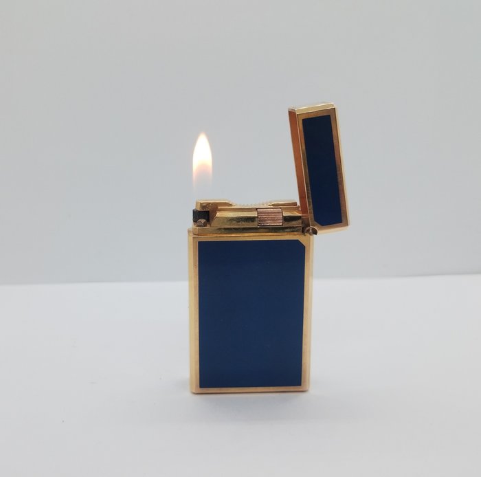 S.T. Dupont - L1 Blue lacquer and gold plated - Lighter - Forgyldt, Lak