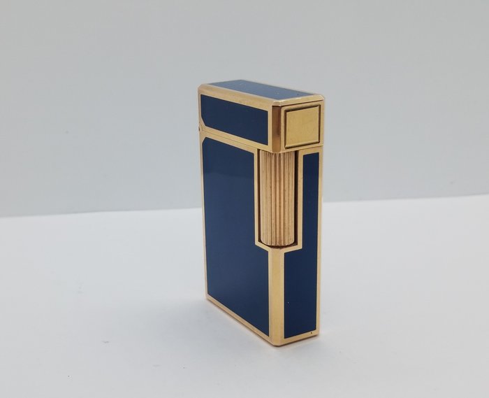 S.T. Dupont - L1 Blue lacquer and gold plated - Lighter - Forgyldt, Lak