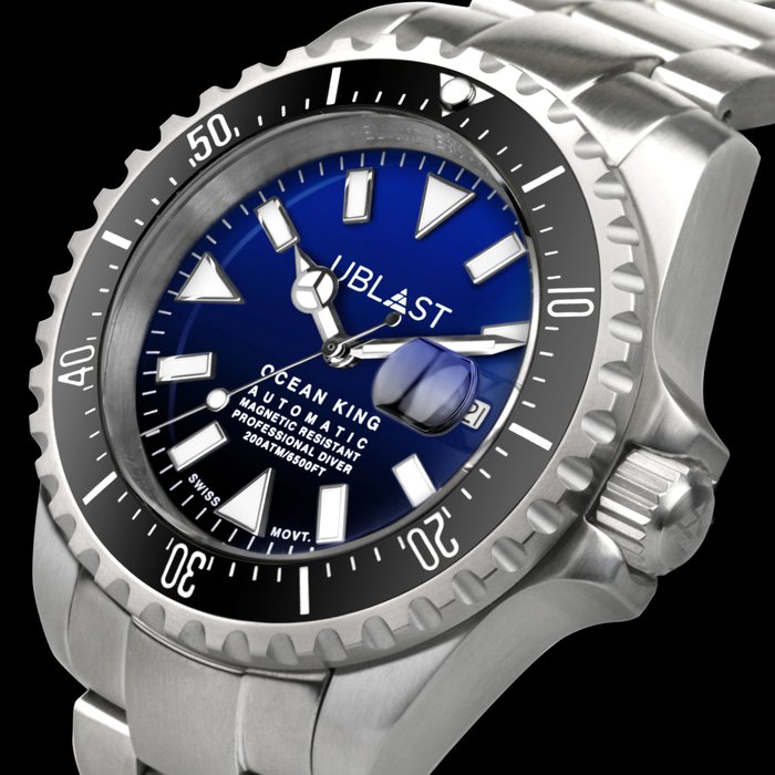 Ublast - " NO RESERVE PRICE " Ocean King - Sub 200 ATM - UBOK45200BBU - Ingen mindstepris - Automatic Swiss MOVT - Mænd - Ny