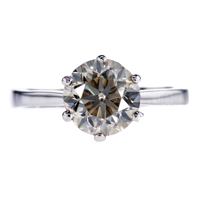 Ingen mindstepris - Forlovelsesring - 14 karat Hvidguld -  3.01ct. tw. Diamant (Naturfarvet)