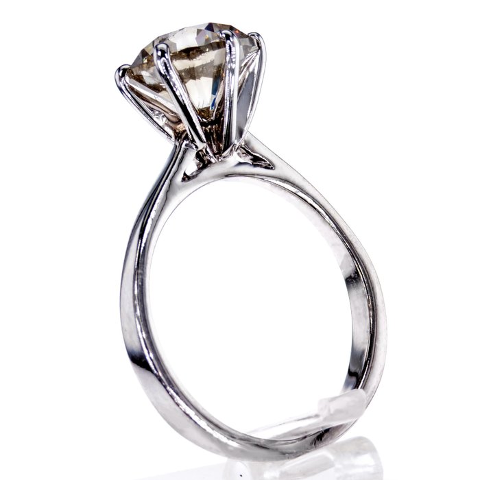 Ingen mindstepris - Forlovelsesring - 14 karat Hvidguld -  3.01ct. tw. Diamant (Naturfarvet)