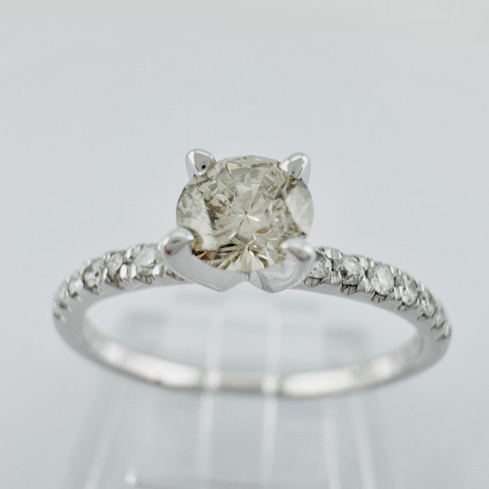 Forlovelsesring - 14 karat Hvidguld -  0.46ct. tw. Diamant (Natur)  - Diamant - (naturlige diamanter)