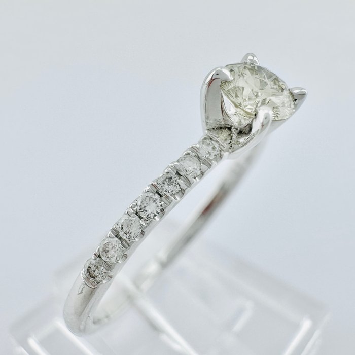 Forlovelsesring - 14 karat Hvidguld -  0.46ct. tw. Diamant (Natur)  - Diamant - (naturlige diamanter)