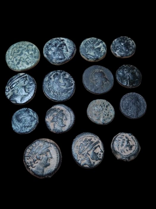 Antikken. Lot of 15 Coins 312 BC - 80 BC/ Including Greek, Seleucids and Macedon  (Ingen mindstepris)