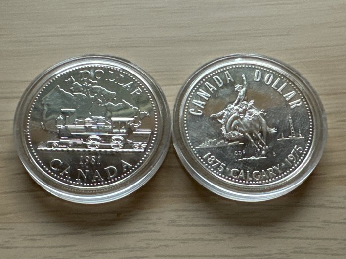 Canada. 1 Dollar 1981/1975 Eisenbahn und Calgary (2 coins)  (Ingen mindstepris)