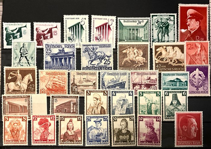 Tyske Kejserrige 1933/1944 - MNH ** + * MH (2) Parti med nogle gode stempler i 2 lagerkort