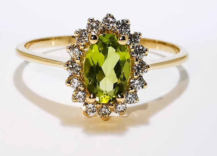 Ingen mindstepris - Ring - 14 karat Gulguld Peridot