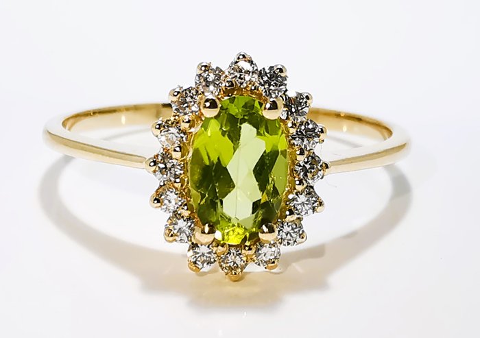 Ingen mindstepris - Ring - 14 karat Gulguld Peridot