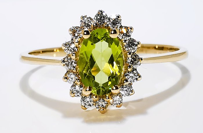 Ingen mindstepris - Ring - 14 karat Gulguld Peridot