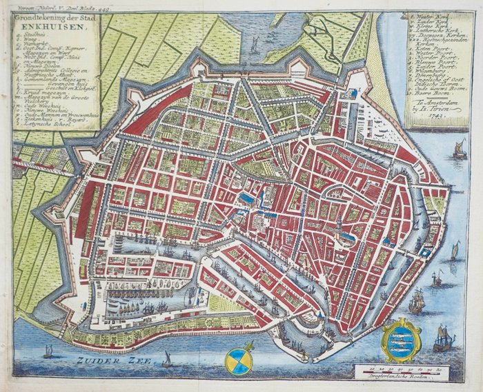 Holland - Enkhuizen; I Tirion - Grondtekening der Stad Enkhuisen, (...) - 1743