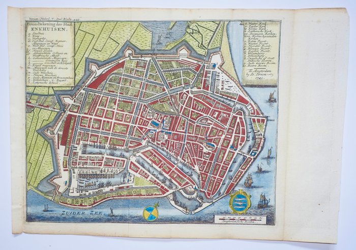 Holland - Enkhuizen; I Tirion - Grondtekening der Stad Enkhuisen, (...) - 1743