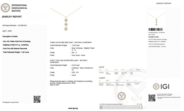 Halskæde med vedhæng - 14 karat Gulguld -  1.92ct. tw. Diamant (Natur)