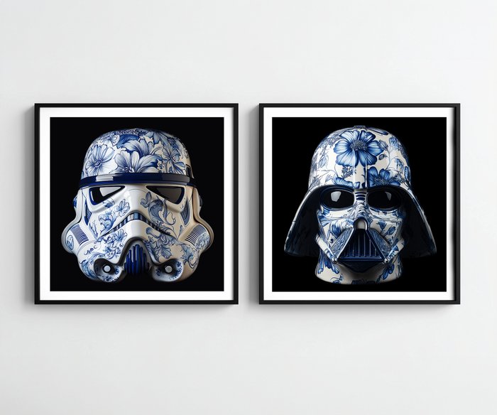 Henevor - Unique Set: Stormtrooper  Darth Vader in Delft Blue – Limited Edition Prints by Henevor