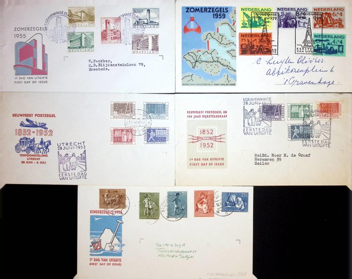 Holland 1952/1959 - FDC'er - NVPH E10- E10a - E18 - E19-E38