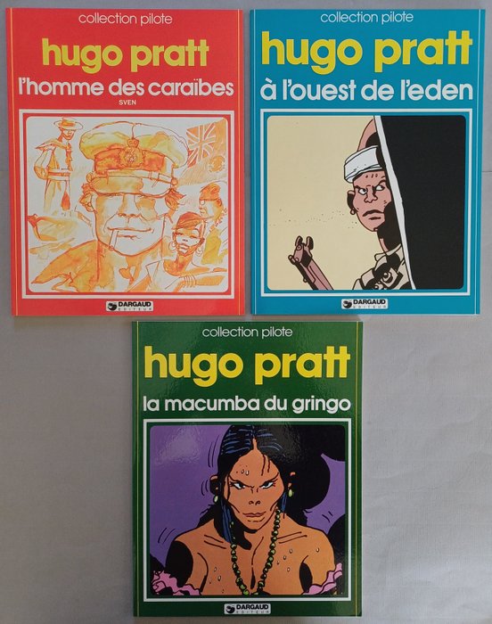 Hugo Pratt - L'Homme des Caraïbes + À l'ouest de l'Eden + La Macumba du gringo - 3x B - EO/Ré - 3 Album - 1978/1981