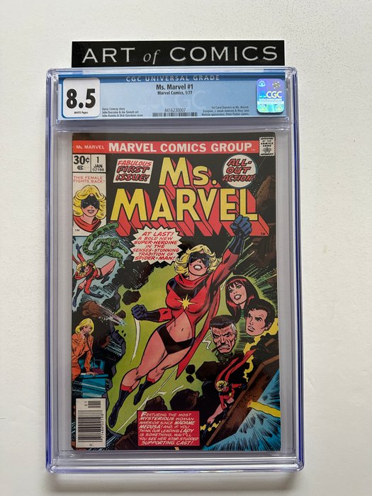 Ms Marvel #1 - 1st Appearance Of Carol Danvers as Ms.Marvel - CGC Graded 8.5 - 1 Graded comic - Første udgave - 1977