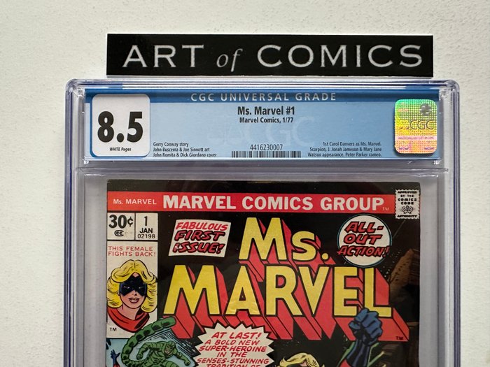 Ms Marvel #1 - 1st Appearance Of Carol Danvers as Ms.Marvel - CGC Graded 8.5 - 1 Graded comic - Første udgave - 1977