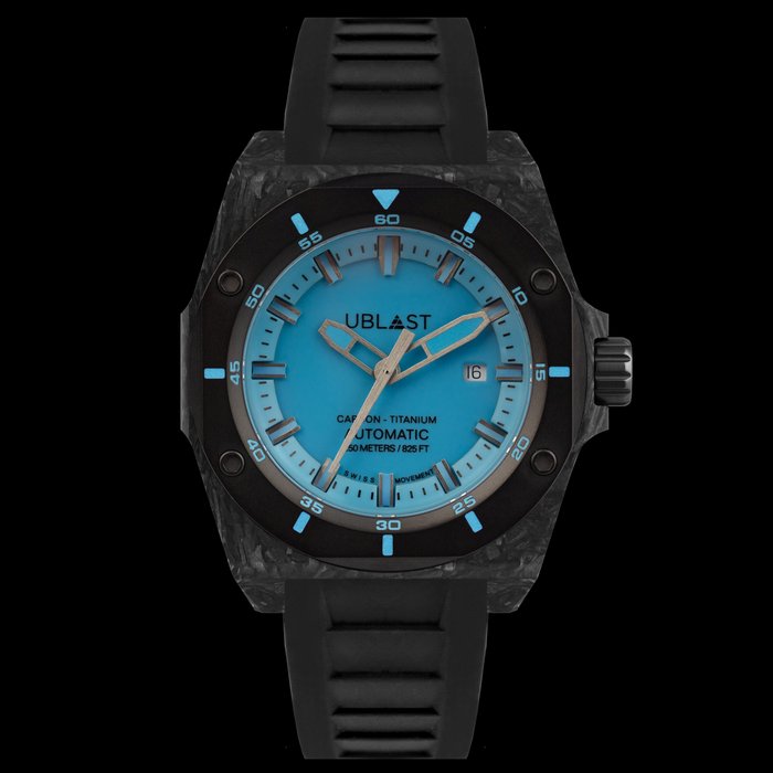 Ublast - Fusion - Forget Carbon  Titanium - UBFSN47BBU - Luminous Dial - Automatic Swiss MOVT - Mænd - Ny