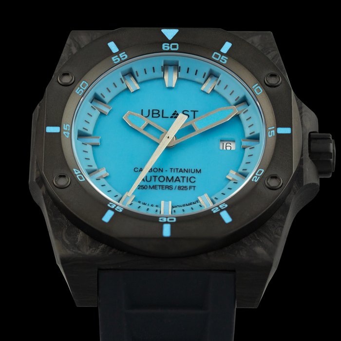 Ublast - Fusion - Forget Carbon  Titanium - UBFSN47BBU - Luminous Dial - Automatic Swiss MOVT - Mænd - Ny