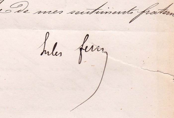 Jules Ferry - Lettre autographe signée -  III République - Gouvernement Defense Nationale - 1871