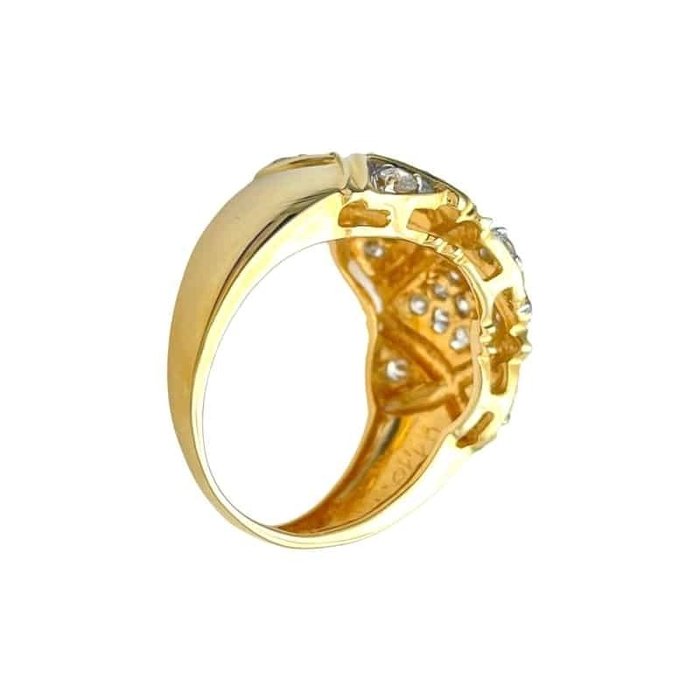 Ring - 14 karat Gulguld -  1.10ct. tw. Diamant (Natur)  - Gulguld diamantring