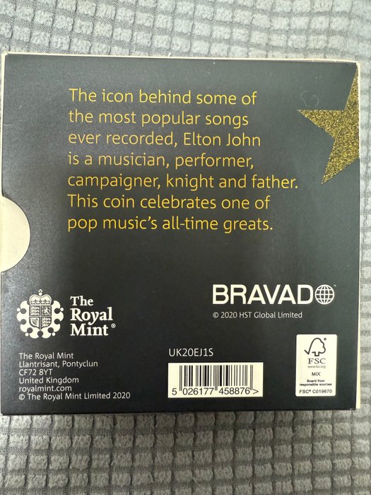 Storbritannien. 2 Pounds 2020 Elton John, 1 Oz (.999) Proof  (Ingen mindstepris)