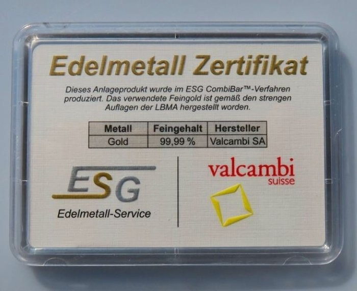 10 gram - Guld 999 - Valcambi, Switzerland - Forseglet