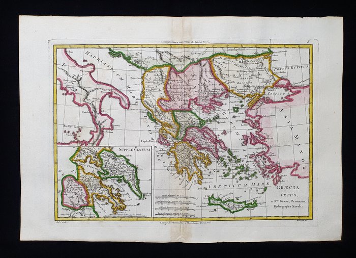 Europa - Grækenland, Kreta, Heraklion, Peloponnes, Balkan; Desmarest  Bonne - Graecia Vetus - 1781-1800