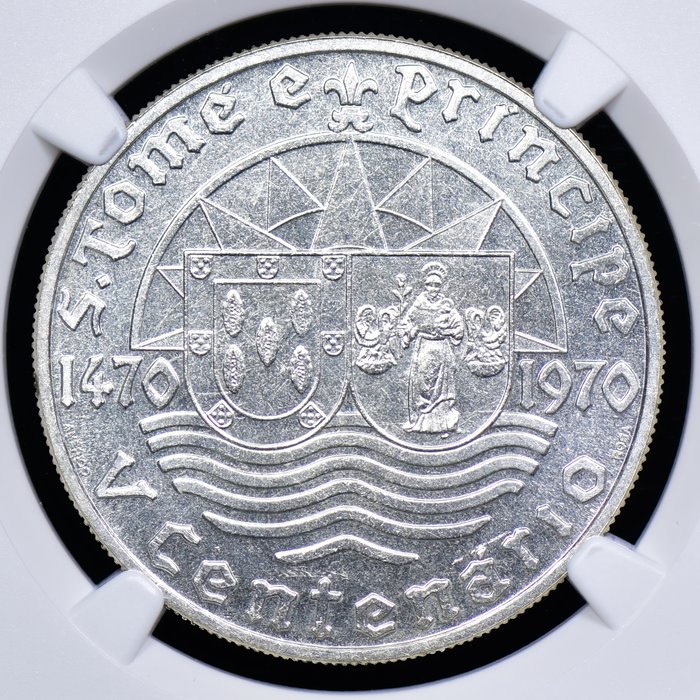 São Tomé og Príncipe (Portugisisk Territorie). Republic. 50 Escudos 1970 - PROVA em Relevo - NGC - MS 66 - Single Top Grade