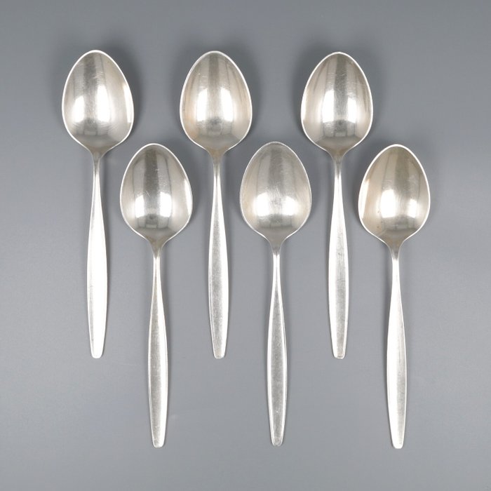 Georg Jensen Dessertlepels : Cypress door Tias Eckhoff - Bestik sæt (6) - .925 sølv