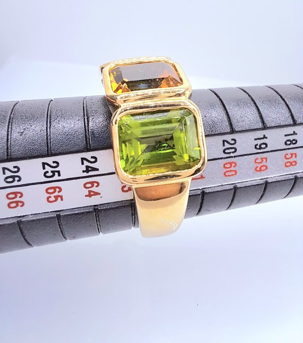 Ring - 14 karat Gulguld -  7.50ct. tw. Citrin