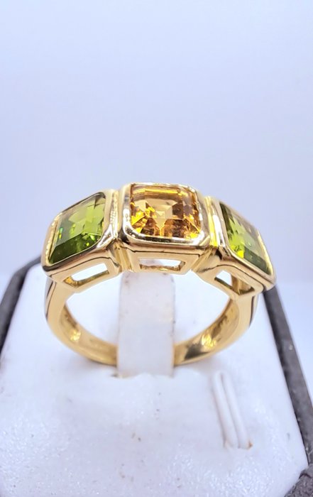 Ring - 14 karat Gulguld -  7.50ct. tw. Citrin