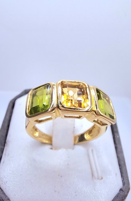 Ring - 14 karat Gulguld -  7.50ct. tw. Citrin