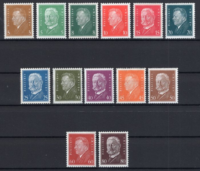 Tyske Kejserrige 1928 - Reich Presidents **/MNH sæt fotocertifikater - Michel 410/422