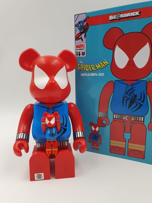 Marvel X Medicom Toy - Be@rbrick Spider Man Scarlet Spider Costume bearbrick 400% 100% 2022