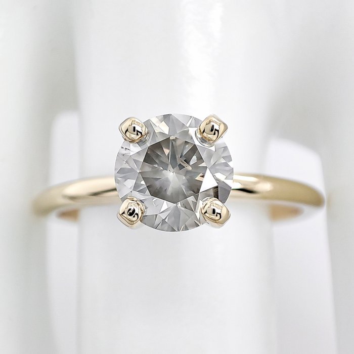 Ingen mindstepris - Ring - 14 karat Gulguld -  1.25ct. tw. Grå Diamant (Naturfarvet)