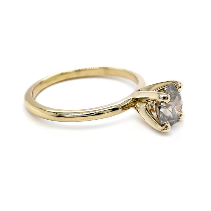 Ingen mindstepris - Ring - 14 karat Gulguld -  1.25ct. tw. Grå Diamant (Naturfarvet)