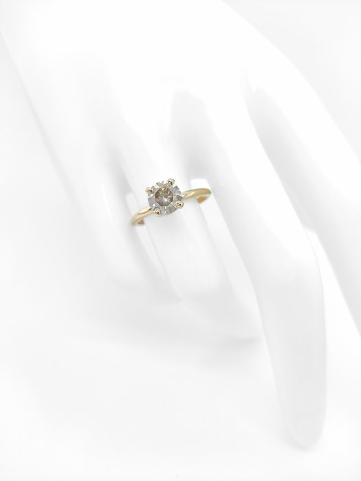 Ingen mindstepris - Ring - 14 karat Gulguld -  1.25ct. tw. Grå Diamant (Naturfarvet)