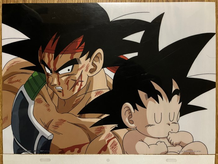 Akira Toriyama - 2 Officielle replikaer af animationscel og sketch - Dragon Ball - Goku and his father Bardock