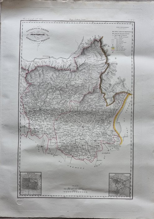 Italien - Lombardiet; Zuccagni Orlandini Attilio (1784 - 1872) - Governo di Milano -  Provincie di "Brescia" e di "Bergamo" - 1833/1845