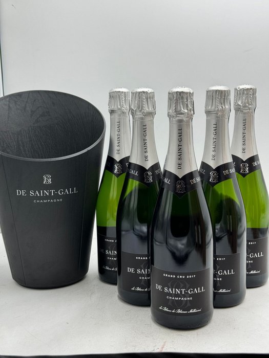 2017 De Saint-Gall, De Saint Gall - Blanc de Blancs Millésimé with Champagne Bucket - Champagne Grand Cru - 6 Flasker (0,75 L)