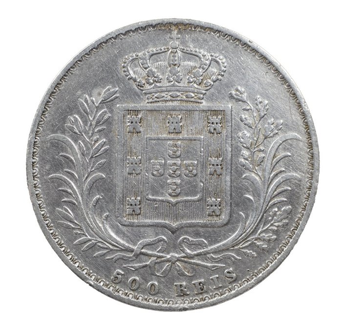 Portugal D Luís I (1861-1889) 500 Reis 1872 - 2º Tipo - Muito Rara