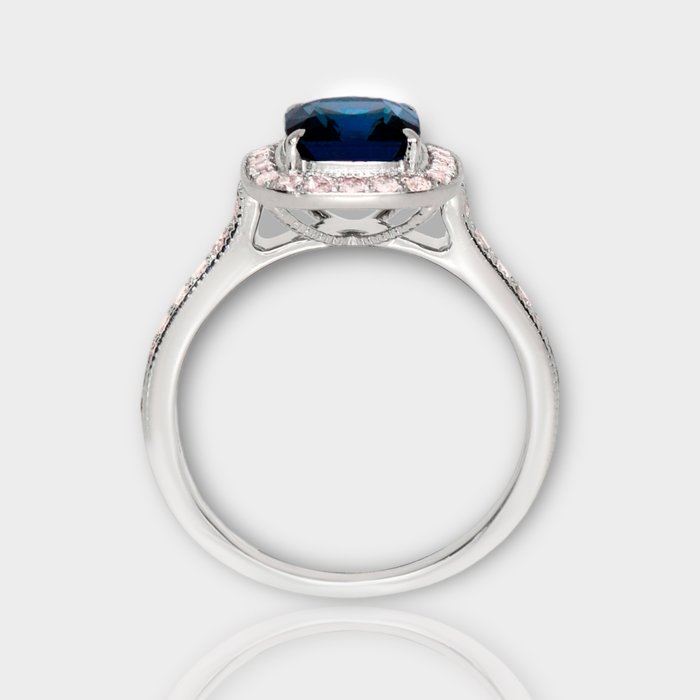 Ingen mindstepris - Ring - 14 karat Hvidguld -  2.19ct. tw. Spinel - Diamant - IGI 1.74 Uopvarmet påfugl