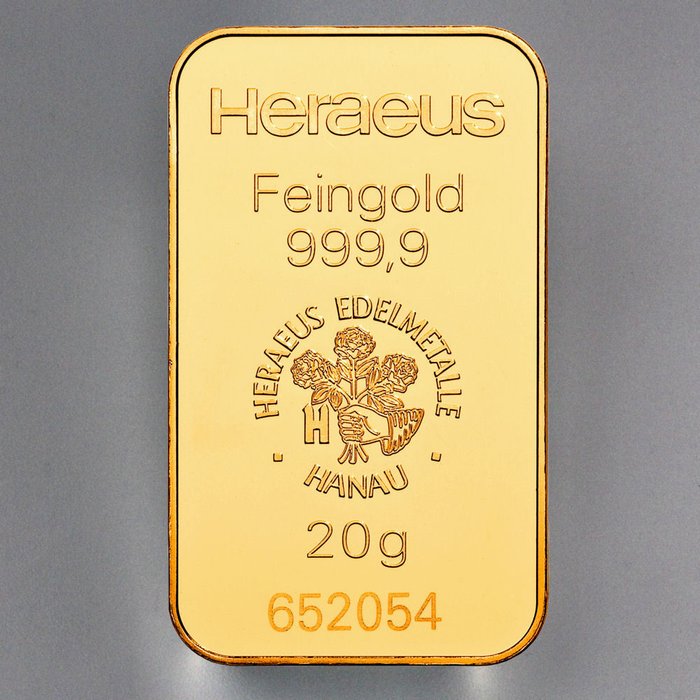 20 gram - Guld 999 - Heraeus - Forseglet  Med certifikat